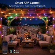 150FT RGB Outdoor String Lights, +IC Outside Light Dimmable Shatterproof LED Bulbs, IP67 Waterproof Chasing Effect Lighting DreamColor Patio Strip Lights for Backyard, Balcony, Outdoor Living