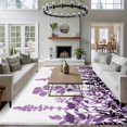 thumbnail image 3 of 6'x9' Area Rugs, Purple Flowers Indoor Outdoor Area Rug for Living Room Bedroom, Spring Farmhouse Botanical Floral Herbs Washable Bathroom Rugs Kitchen Floor Carpet Mats Home Decor Aesthetic, 3 of 8