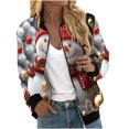 thumbnail image 2 of LOVZFMLL Vestes pour Femmes Chandail en Molleton Ample à Manches Longues avec Fermeture Éclair Veste de Baseball Tricotée Décontractée, 2 of 5