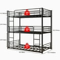 thumbnail image 3 of Bellemave Twin Over Twin over Twin Size Metal Bunk Bed Triple Twin Bunk Bed Frame with 2 Ladders and Guardrails Space-saving 3 Bunk Beds for Teens(Black), 3 of 11