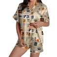 thumbnail image 3 of XINPING Halloween Pajama Set Whimsical Halloween Printed Pajama Notched Collar and Short Sleeves Cozy Home Loungewear In Short Pants for Fall and Holidays XL, 3 of 8
