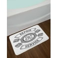 thumbnail image 2 of Auto Mechanic Bath Mat, Emblem Like Illustration with Rubber Tire Tools and Repair Service Typography, Plush Bathroom Decor Mat with Non Slip Backing, 29.5" X 17.5", Grey White, by Ambesonne, 2 of 2