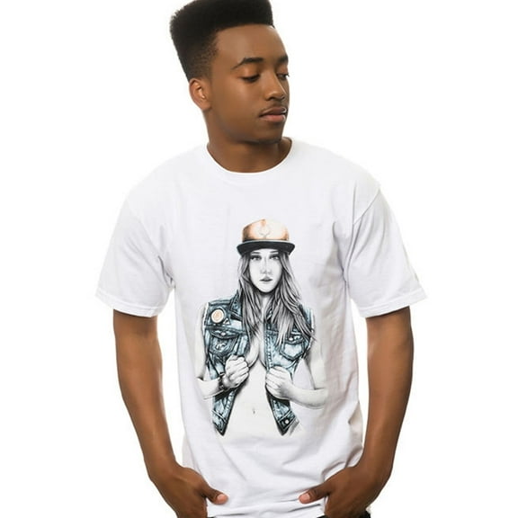 ROOK Mens The Valley Girl Graphic T-Shirt, White, Medium