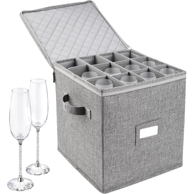Cup and Mug Storage Container Hard Shell China Coffee Mug Storage Box for Moving with Dividers Handles Holds Tea Cups