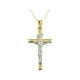 14K Jaune and Or Blanc Crucifix Croix Pendentif Collier avec Chaîne – image 1 sur 4