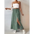 thumbnail image 4 of Women'S Floral Print Wrap Skirt, Casual Side Slit Midi Skirt for Vacation & Resort Wear Green M, 4 of 8