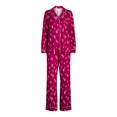 thumbnail image 3 of Joyspun Women's Cozy Jersey Notch Collar Top and Pants Pajama Set, 2-Piece, Sizes XS-4X, 3 of 5