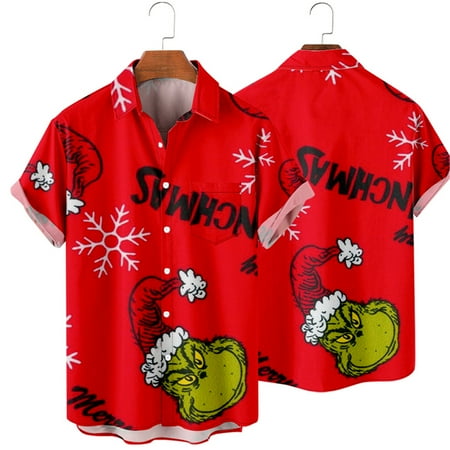 

MLFU Christmas Shirts Short Sleeve Regular Shirts Men