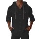 thumbnail image 2 of Ceisia Men's Regular Fit Cotton Linen Blend Hooded Roll-Tab 3/4 Sleeve Solid Color Casual Shirt Gifts, 2 of 9
