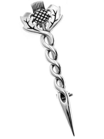 Scottish Thistle Kilt Pin Silver Brushed Antique Finish 4" Celtic Pin & Brooch Scottish Thistle Kilt Pin Silver Brushed Antique Finish 4" Celtic Pin & Brooch