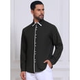 thumbnail image 4 of DARING DIVA Men's Contrast Trim Long Sleeve Button Down Formal Shirts L Black, 4 of 7