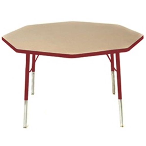 Mahar Manufacturing M48OCBR-SB Octagan Activity Table with Maple Top and Burgundy Edge, 48 in.