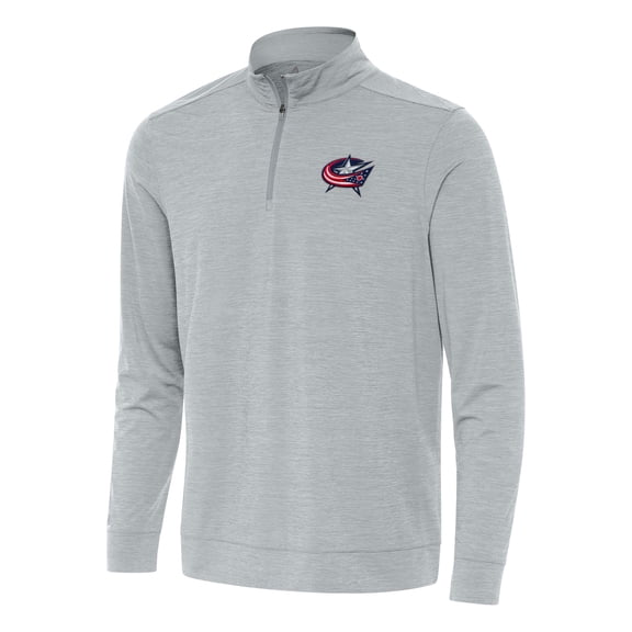 Men's Antigua Heather Gray Columbus Blue Jackets Bright Quarter-Zip Top