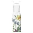 thumbnail image 3 of clear 50% off Usmixi Jumpsuits for Women Loose Wide Leg Breathable Linen Spaghetti Strap Fashion Pocket Baggy Jumpsuits Overalls Summer Formal Floral Print Crewneck Sleeveless Long Rompers White xl, 3 of 4