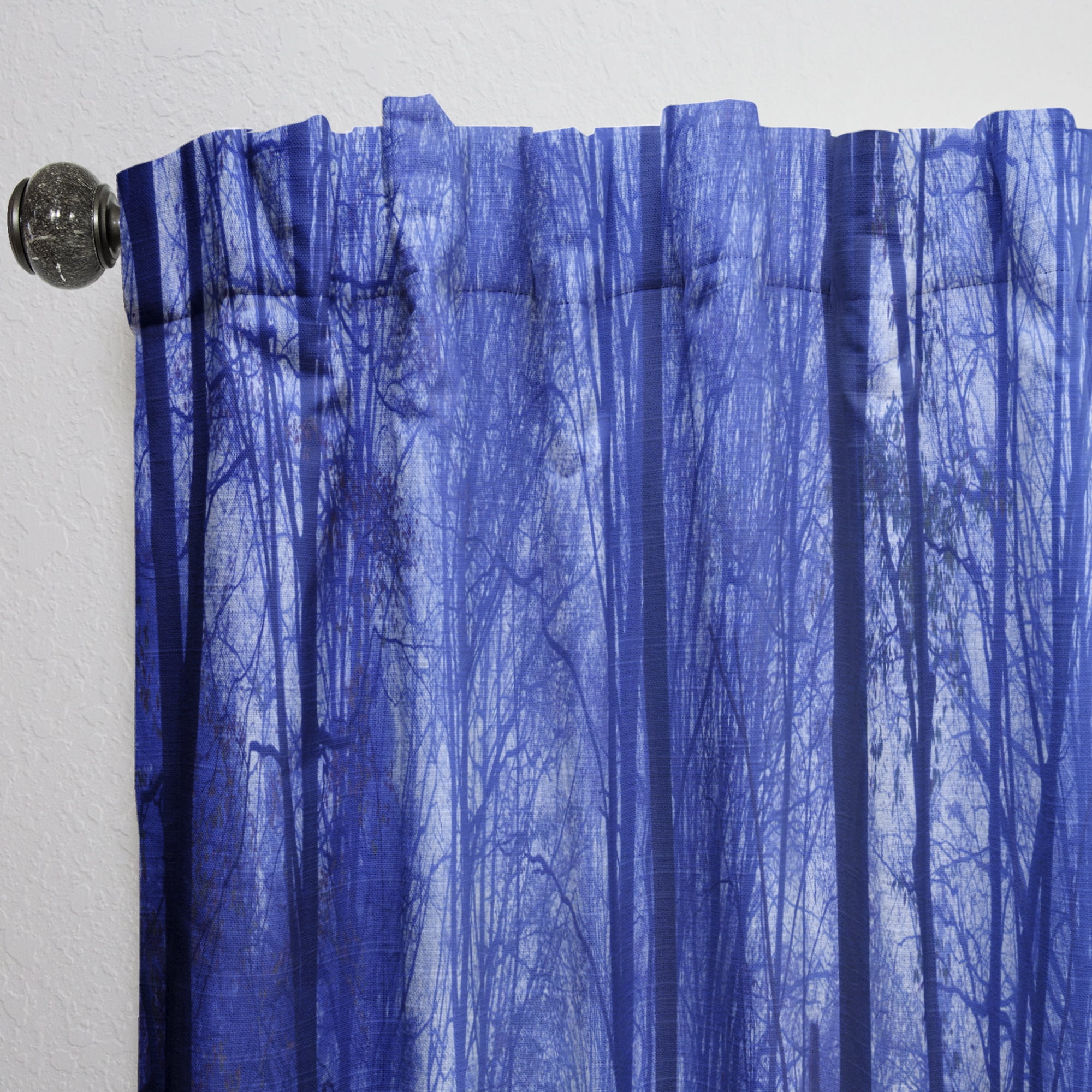 Designart 'Two Paths in Foggy Blue Forest' Landscape Curtain Panel