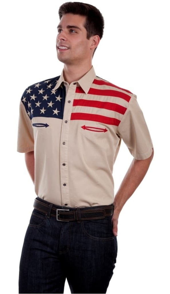Scully Shirt Mens Short Sleeve Patriot Snap Front Big Tall P756SSX