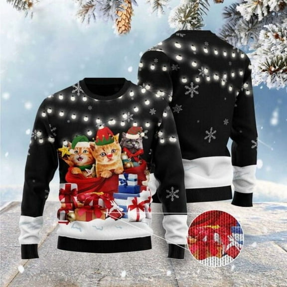 Cat Gifts Noel Ugly Christmas Sweater, Christmas Cat Ugly Sweater, Ugly Cat Xmas Sweater