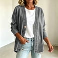thumbnail image 5 of AherBiu Jean Cardigan for Women Button down V Neck Collarless Long Sleeve Oversized Denim Jacket with Pockets(X-Large,Gray), 5 of 8