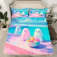 thumbnail image 2 of Manfei Child Swimming Pool Ghost Bed Sheets, Blue Pink Cartoon King Sheets, Kawaii Halloween Animal Sheet Set, Microfiber Bedroom Decor, 4-Piece, 2 of 7