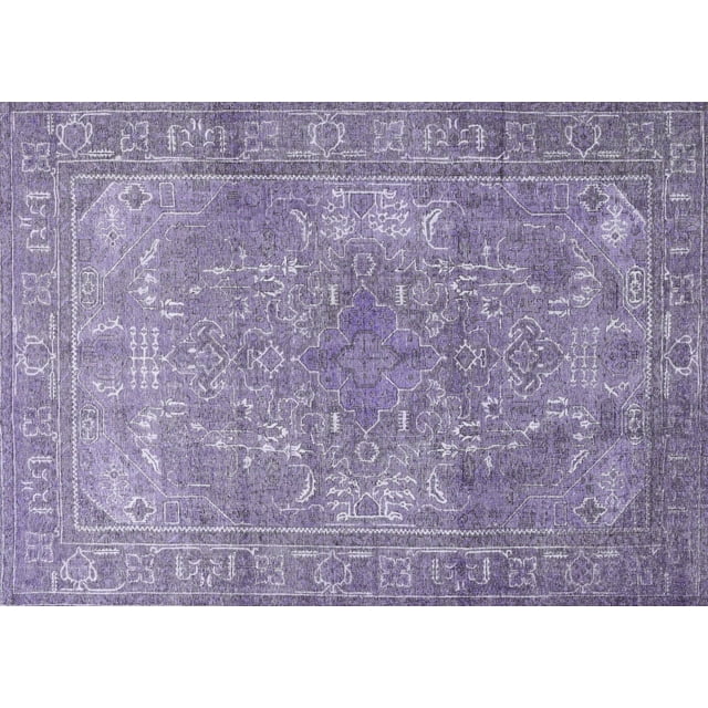 Ahgly Company Machine Washable Indoor Rectangle Traditional Purple Area Rugs, 2' x 5'