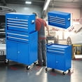 thumbnail image 2 of 24-Inch Heavy Duty 8-Drawer Rolling Tool Chest - Steel Tool Cabinet with Lockable Wheels, Removable Top Box, Sliding Drawers & Liners, Mobile Organizer for Garage, Workshop, Warehouse, 2 of 7