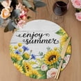 thumbnail image 3 of Summer Sunflowers Round 15 Inch Placemats Set of 8, Botanical Floral Butterfly Wooden Grain HeatResistant Non Slip Place Mats for Dining Table, Wipeable Braided Kitchen Table Mats for Housewarming, 3 of 9