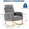 thumbnail image 3 of Modern Nursery Chair,Rocking Chair with High Backrest Armchair,PU Glider Accent Reading Chairs Padded Seat for Living Room,Bedroom,Dark Grey, 3 of 7