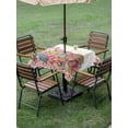 thumbnail image 3 of Easter Outdoor Tablecloth - 60x60 Inch Square Dining Table Cover, Spring Floral Watercolor Easter Eggs Bunny Flower Bow Waterproof Outdoor Table Cloth with Umbrella Hole & Zipper for Picnic/Patio, 3 of 7