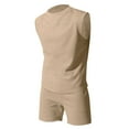 thumbnail image 4 of RUTAYY Men's Outfits Summer Knit Sleeveless Round Meck Vest and Shorts Sports Suit Casual Solid Color 2 Piece Playful Vacation Clothing Sets, 4 of 4