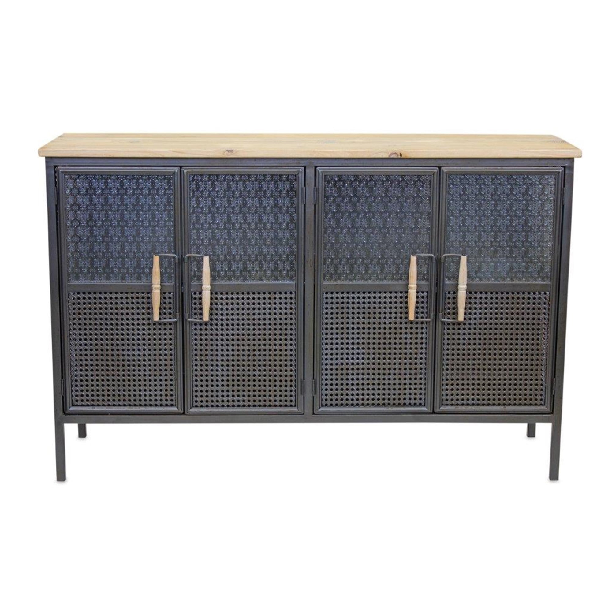 Double Cabinet 47.75"L x 14.5"W x 30.75"H Metal/Wood/Glass