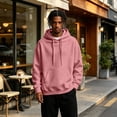 thumbnail image 5 of Mens Hooded Fashion Long Sleeve Hoodies Casual Drawstring with Pockets Pullover Sweatshirt for Men Pink L, 5 of 7