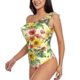thumbnail image 2 of Easygdp Sunflower Cornflower Poppy Women's One Shoulder Ruffle Monokini Bathing Suits with Removable Chest Pad, Quick Drying - X-Large, 2 of 8