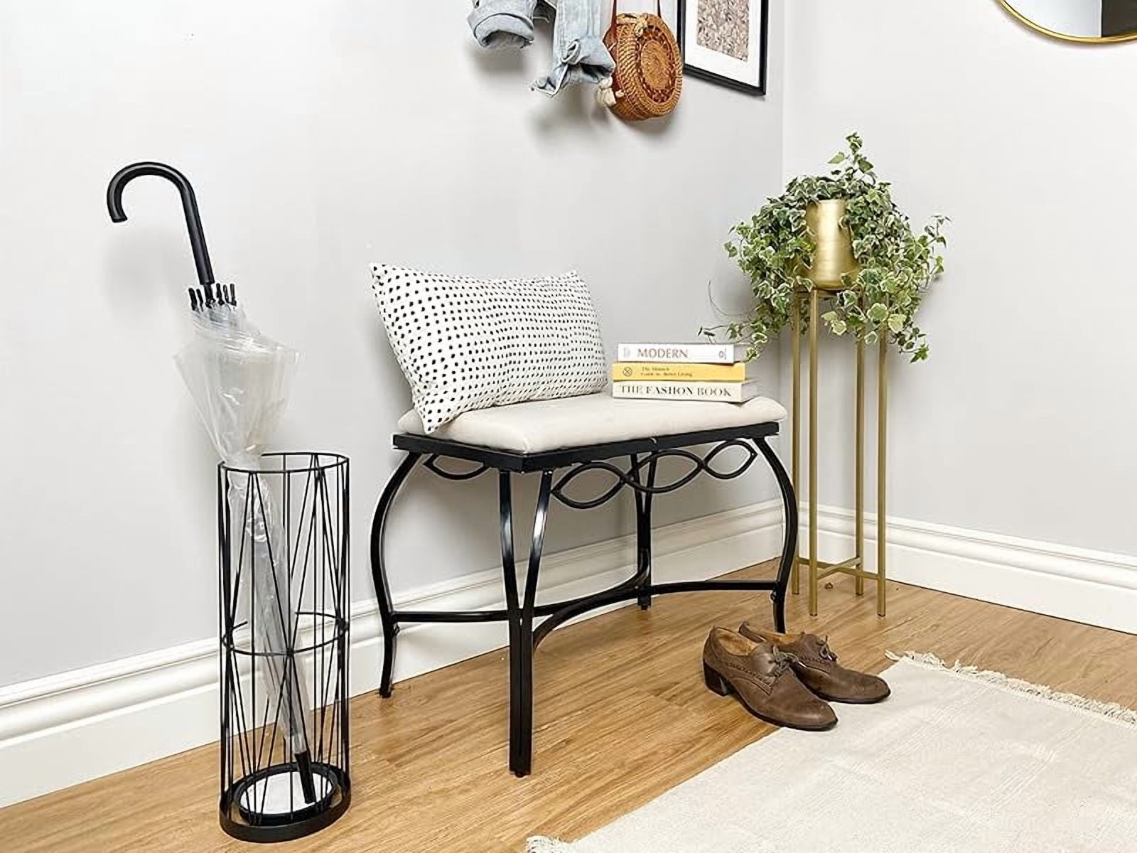 Tall Umbrella Holder, Metal Umbrella Stand for Entryway, Freestanding Umbrella Rack Organizer with Drip Tray, Black