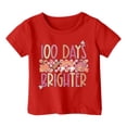thumbnail image 3 of 100 Days Of School Shirt Kids Cute Graphic Print Short Sleeves T Shirt Loose Youth Soft Tops Pullover Tops Red,6-7 Years, 3 of 4