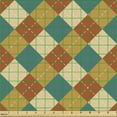 thumbnail image 2 of Abstract Fabric by the Yard Upholstery, Pastel Earth Tones Square Shapes Classic Tartan Style Dashed Lines Modern, Decorative Fabric for DIY and Home Accents, Teal Amber and Rust by Ambesonne, 2 of 5