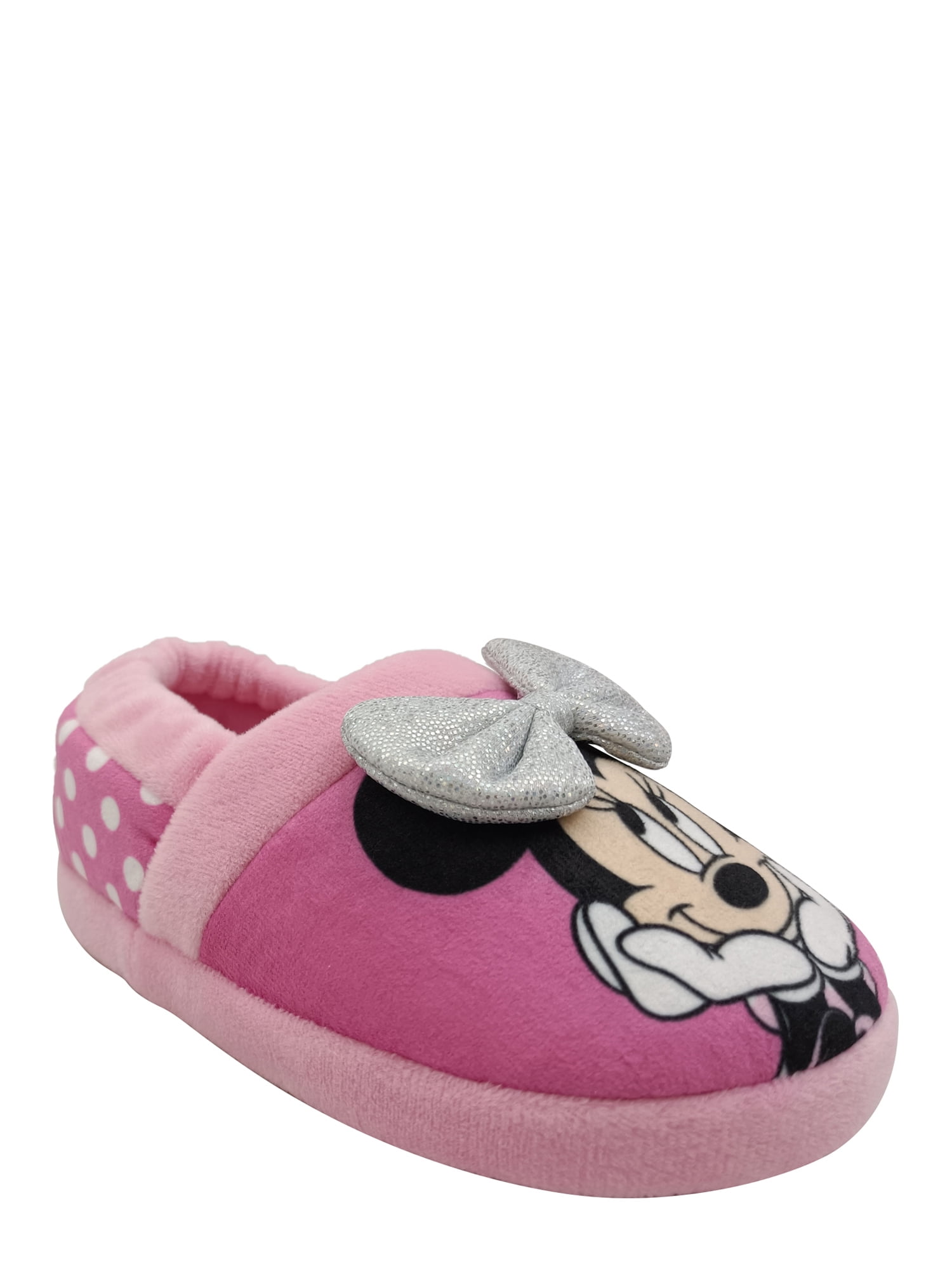 Disney Minnie Mouse Pink Rubber Sole High Top Slippers Girl Sz 11 12 NWT Bow Ear 