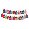 thumbnail image 4 of 24 bolsas de arpillera reutilizables para calendario de adviento de Navidad con cordón para decoración del hogar Lino rojo azul, 4 of 9