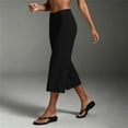 thumbnail image 7 of Women's Lightweight Yoga Capri Pants, Solid Color Elastic Waist Pants for Women, Soft Stretchy Mid Waisted Capris, Pockets Casual Athletic Workout Lounge Capris | UKHCCC,Black L, 7 of 7