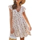 thumbnail image 2 of Sunloudy - Vestido suelto de verano para mujer, estampado sólido/floral, mangas volantes plisadas, cuello en V, vestido corto Sunloudy  moda, 2 of 9