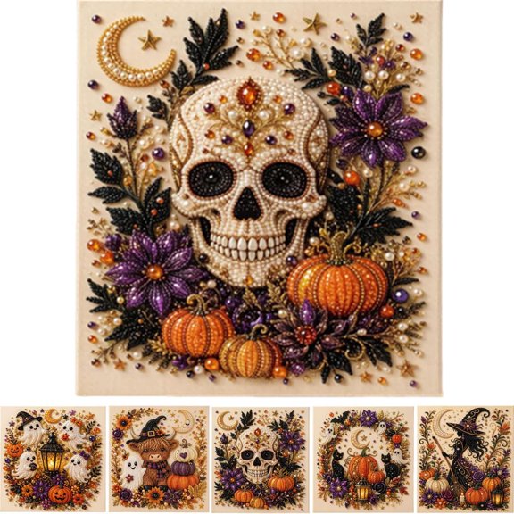 Halloween Ghost Pearl Art DIY Kit, Ghost Diamond Art Craft Kit with Crystal Pearl Beads, Cute Ghost Diamond Art for Adults & Beginner, Halloween Home Wall Decor, Fall DIY Gift