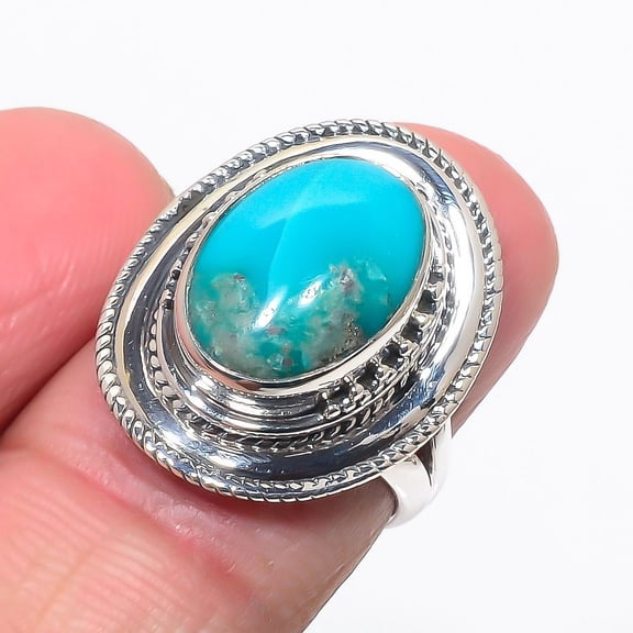 Arizona Turquoise Solid 925 Sterling Silver Ring s.6 S2716 (SR270-46)