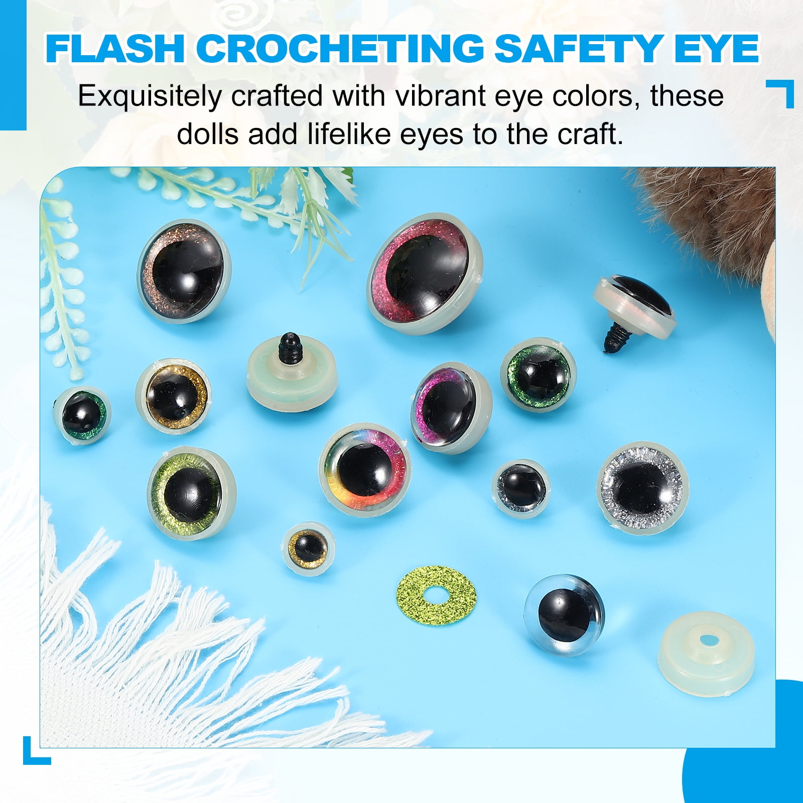 Uxcell 30mm Flash Safety Eyes, 30 Pcs Plastic Glitter Safety Eyes Realistic Colorful Crocheting Safety Eyes for Decor Crochet Accessories Dolls Craft, Plum Red