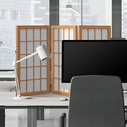 2 ft. Tall Desktop Window Pane Shoji Screen - Natural - 3 Panels