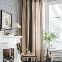 Namzi Country Style Curtains 150*220cm Brown Cotton Linen Curtains, Room Darkening Farmhouse Curtain Panels, Rod Pocket Curtains, 1 Panel