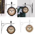thumbnail image 2 of Horloge Rétro Européenne en Fer 1 Pce Horloge de Jardin Extérieure Support de Horloge Décoration Maison Double Paroi Extérieure G9C9, Largement Utilisation, 2 of 7
