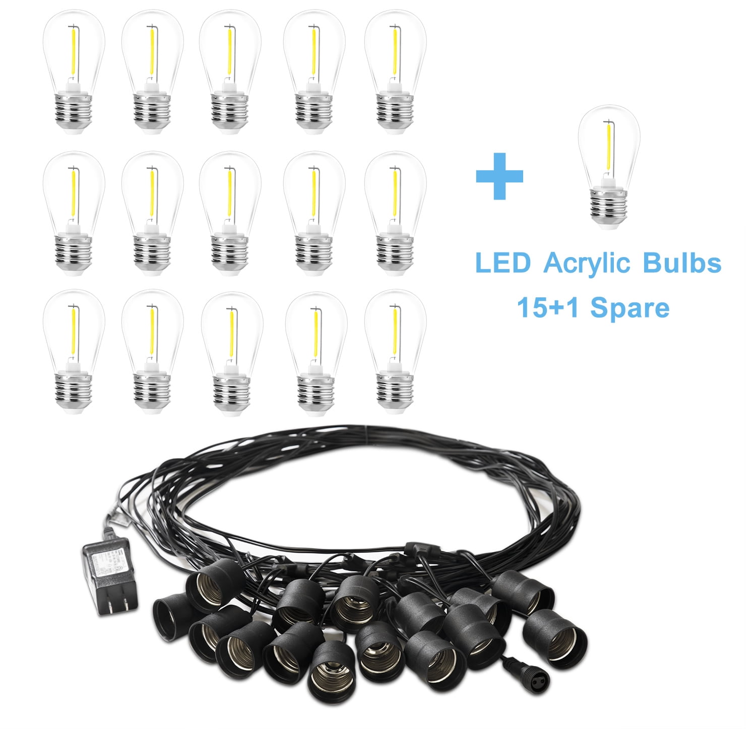 Buy Waterproof LED Outdoor String Lights, 88ft Cool White for Backyard ...