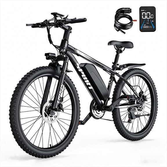 PostJoy Electric Mountain Bike 26" 1500W Peak Motor, 65 Miles 28MPH Ebike, 480Wh Battery Electric Bicycle for Adults 7 Speed Electric Bicycles Front Fork Suspension