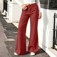 thumbnail image 4 of Tqcoqu Women's Cotton Linen Flare Pants,High Waist Wide Leg Button Zip Pants with Pockets,Casual Straight Flared Trousers, 4 of 6