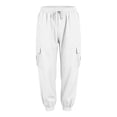 thumbnail image 4 of Ltctricy Cargo Pants for Women Drawstring Casual Jogger Pants Outdoor Elastic Waisted Hiking Pants with Pockets(White,X-Large), 4 of 7