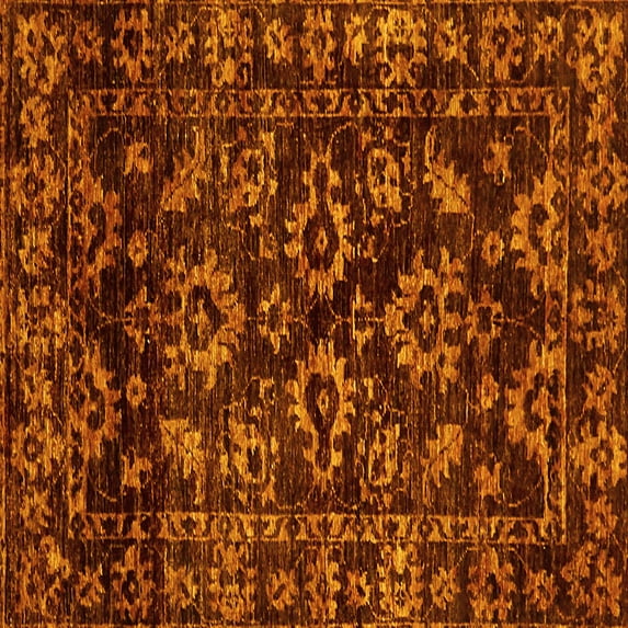 Ahgly Company Machine Washable Indoor Square Abstract Yellow Modern Area Rugs, 5' Square